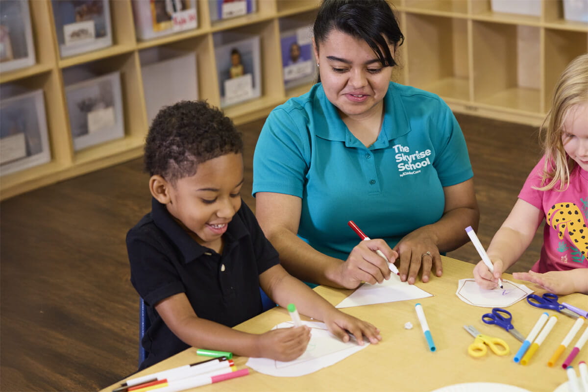 Skyrise School teacher and student
