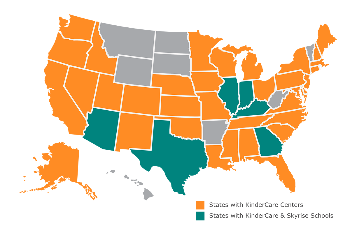 USA map where KinderCare operates